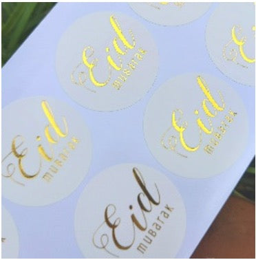 Eid mubarak stickers hvid-guld 10 stk