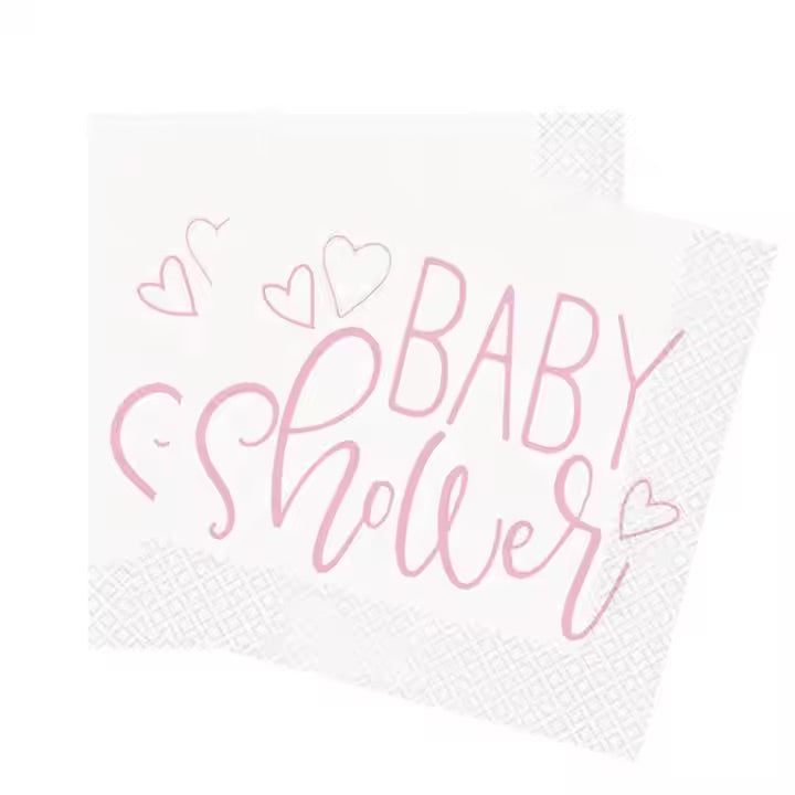 Pink baby Shower servietter - 16 stk