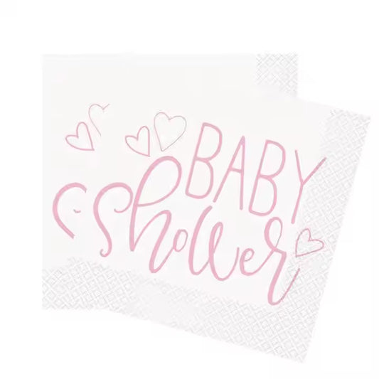 Pink baby Shower servietter - 16 stk