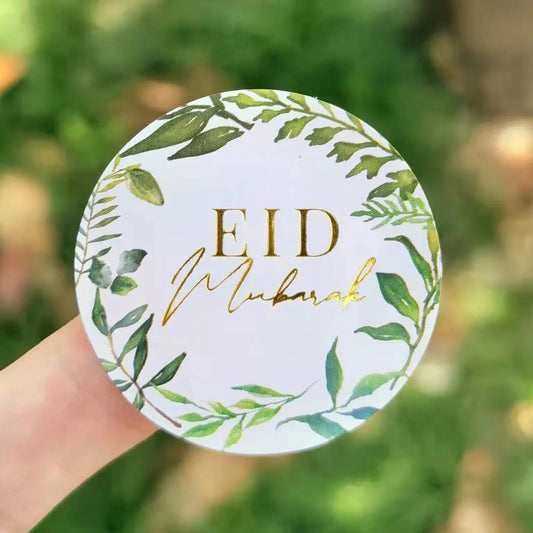 Eid mubarak stickers grøn-guld 10 stk sæt