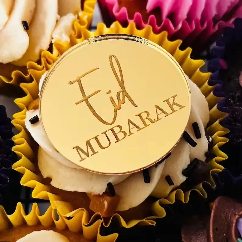 Eid mubarak akryl cupcake topper guld 10 pr sæt