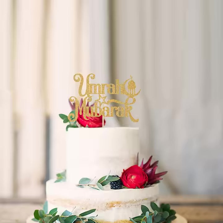 Umrah mubarak cupcake topper guld