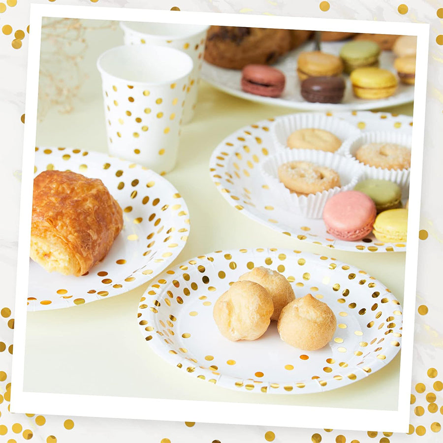 Hvide fest tallerkener 23 cm - 10 stk