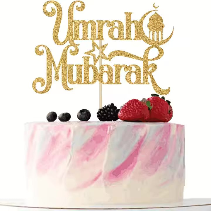 Umrah mubarak cupcake topper guld