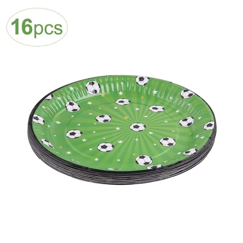 Grøn fodbold Tallerkener 23 cm - 10 stk