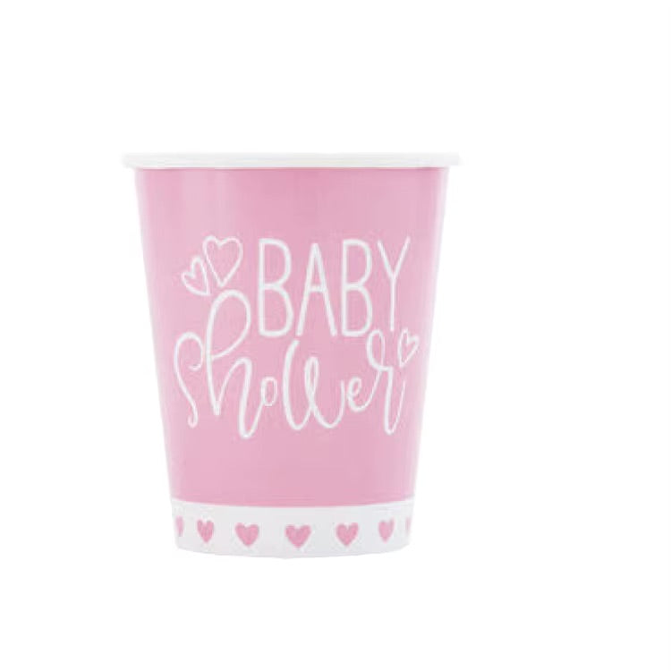 pink baby Shower kopper - 8 stk