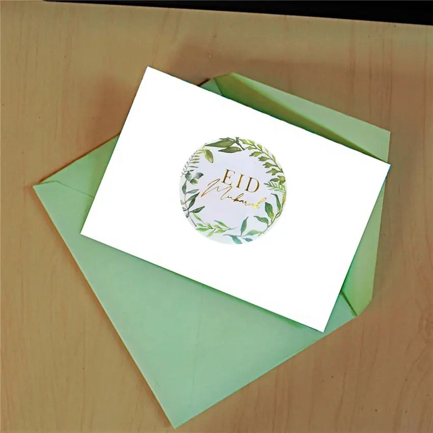 Eid mubarak stickers grøn-guld 10 stk sæt