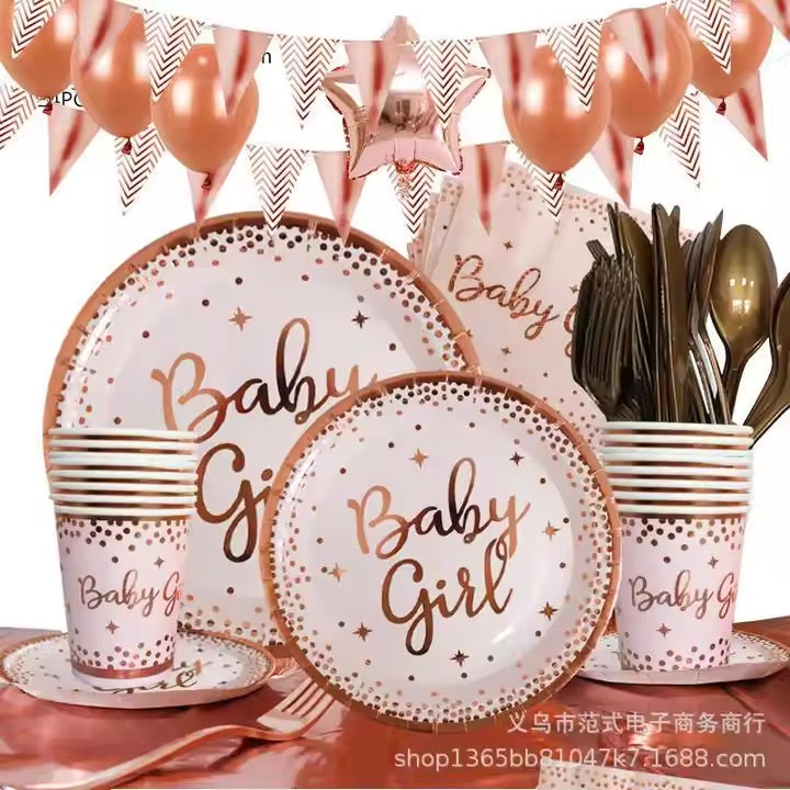 Baby Girl paptallerken bronze star 23 cm- 10 stk