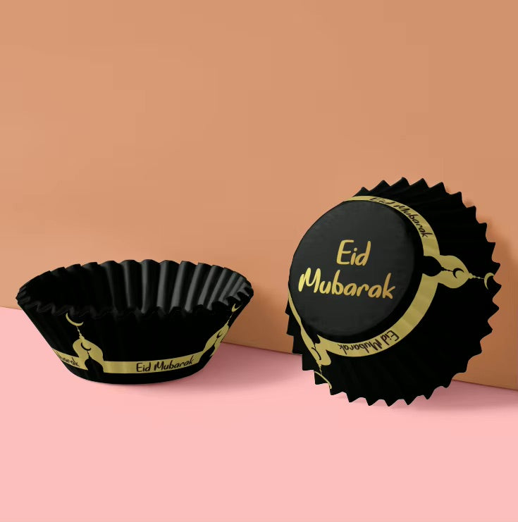 Eid mubarak cupcake form sort - 50 stk