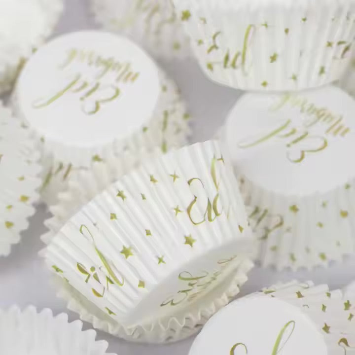 Eid mubarak cupcake form hvid - 50 stk
