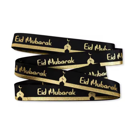 Eid mubarak gave bånd sort-guld 2 m stk
