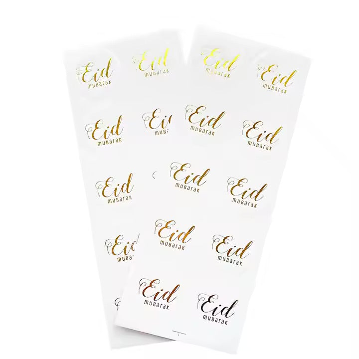 Eid mubarak stickers hvid-guld 10 stk