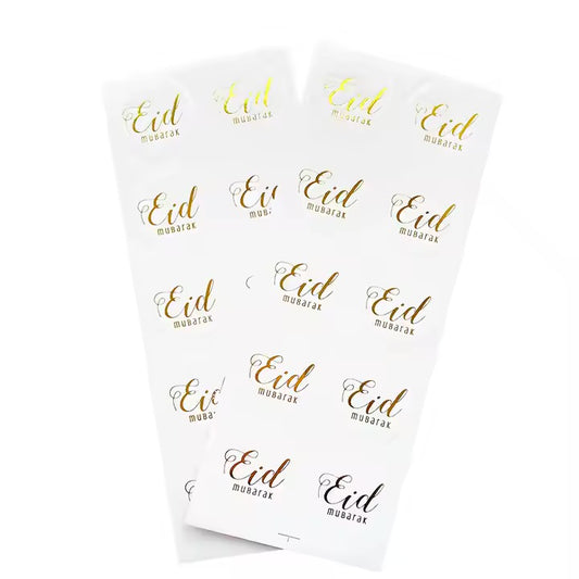 Eid mubarak stickers hvid-guld 10 stk