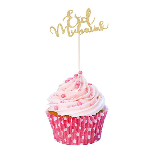Eid mubarak cupcake topper guld 10 pr sæt