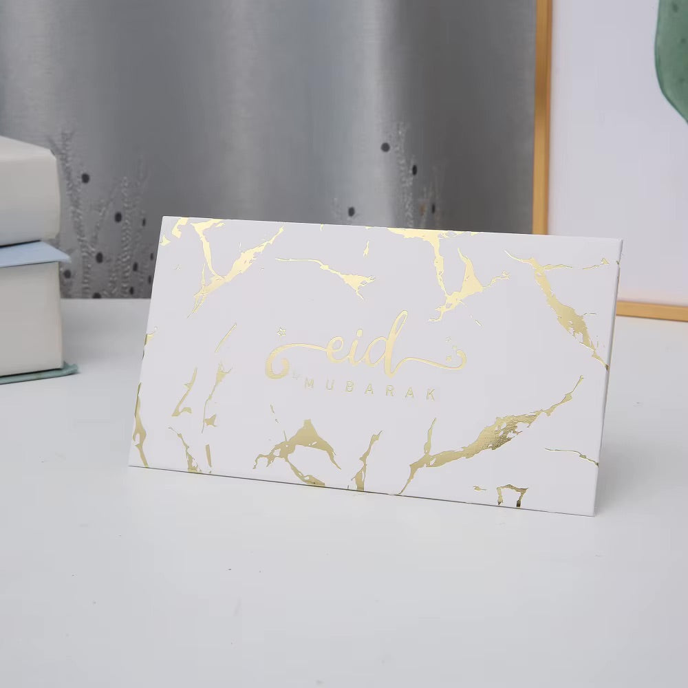 Eid Mubarak kuverter hvid-guld - 5 stk