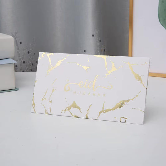 Eid Mubarak kuverter hvid-guld - 5 stk