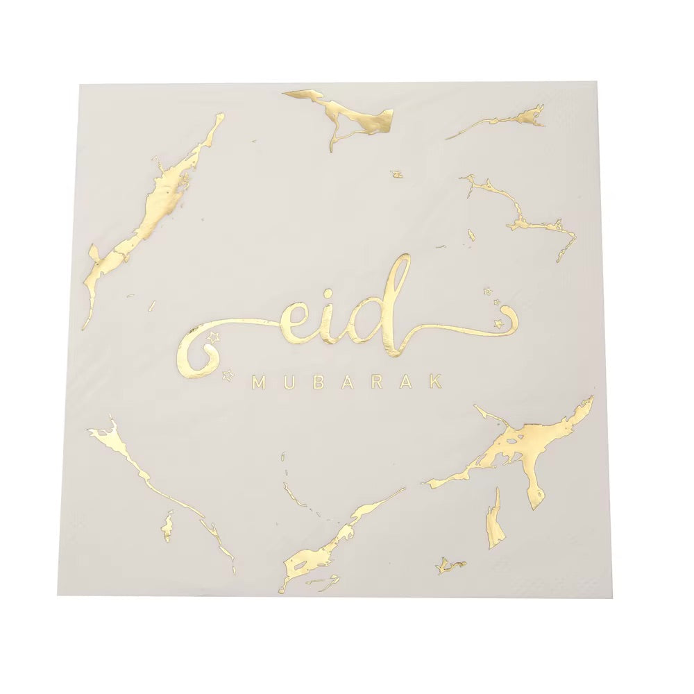 Hvid eid mubarak servietter - 20 stk