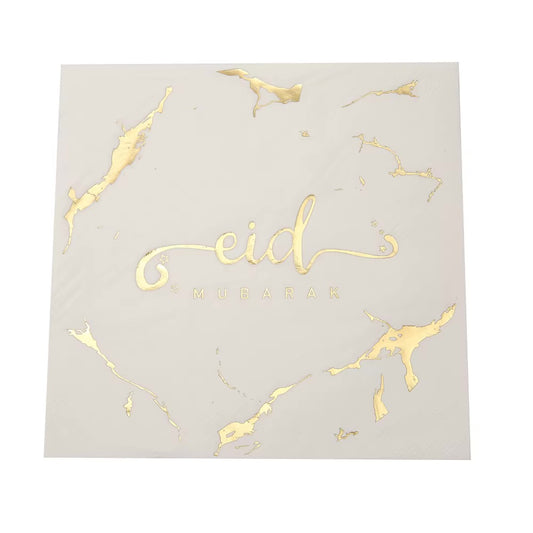 Hvid eid mubarak servietter - 20 stk