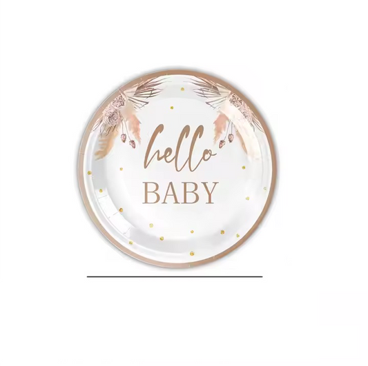 Hello Baby paptallerkener 18 cm - 10 stk