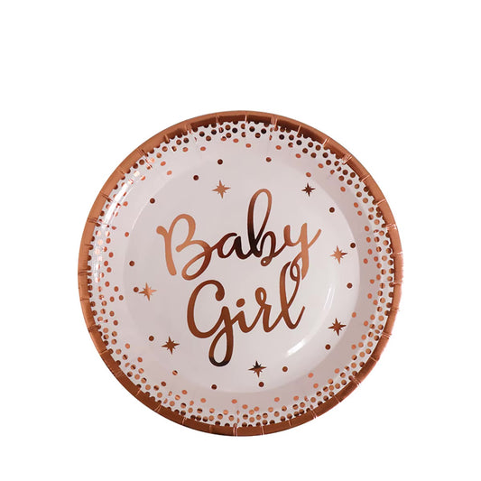 Baby Girl paptallerken bronze star 23 cm- 10 stk