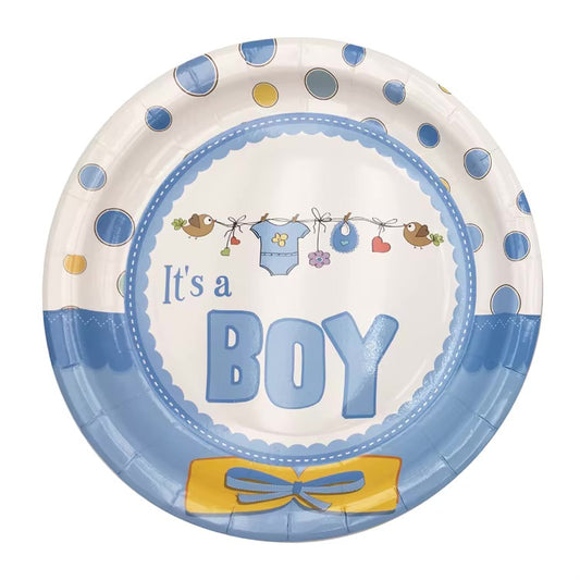 Blå it´s a boy paptallerken - 8 stk