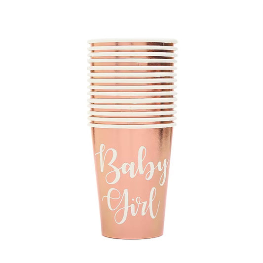 Rose guld baby Shower kopper - 8 stk