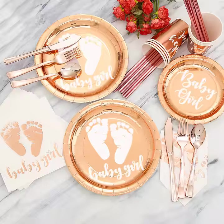 Rose guld baby Shower kopper - 8 stk