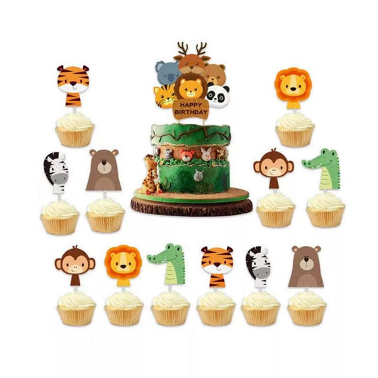vilddyr Cupcake Stikkers - 24 stk
