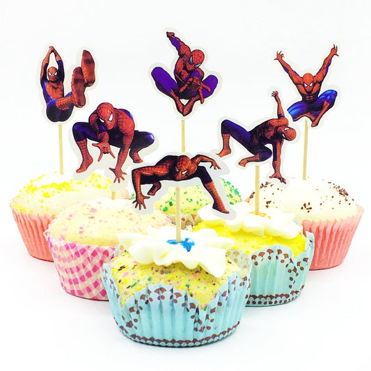 Spiderman Cupcake Stikkers - 24 stk