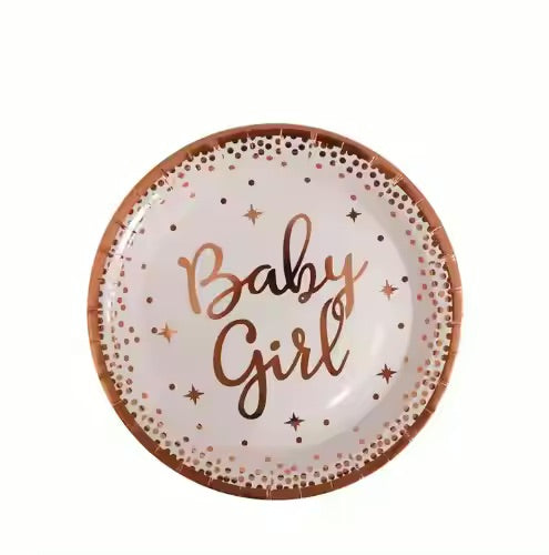 Baby Girl paptallerken bronze star 18 cm- 10 stk