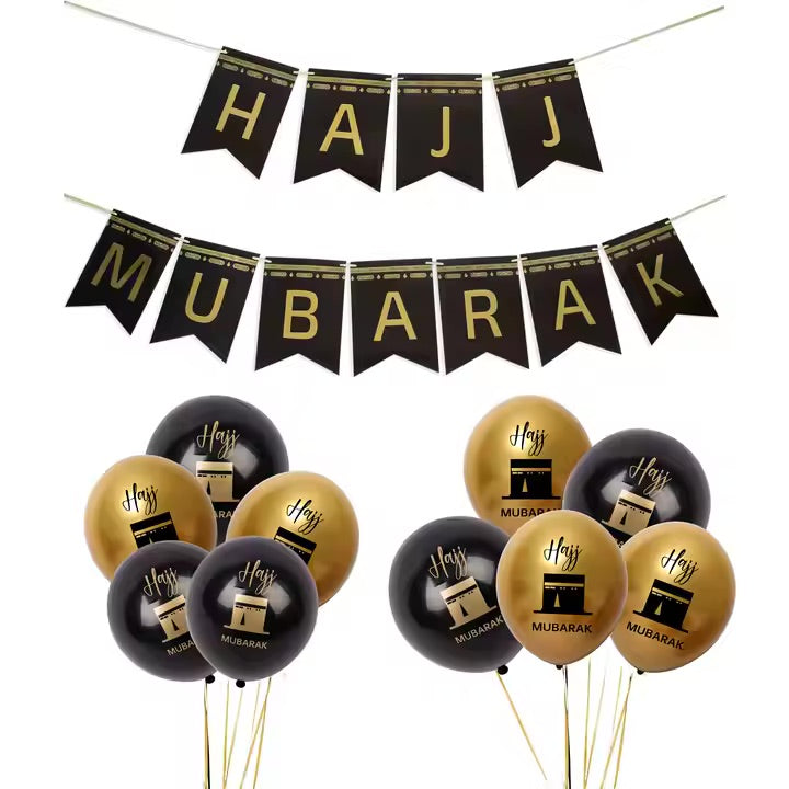 Banner – Hajj Mubarak inkl balloner