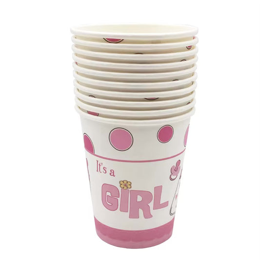 Pink it´s a girl kopper - 8 stk