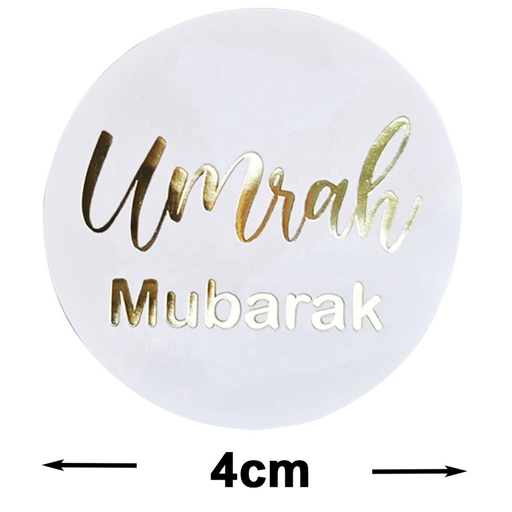Umrah mubarak stickers hvid-guld 10 stk