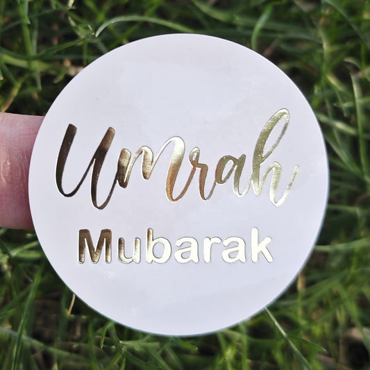 Umrah mubarak stickers hvid-guld 10 stk