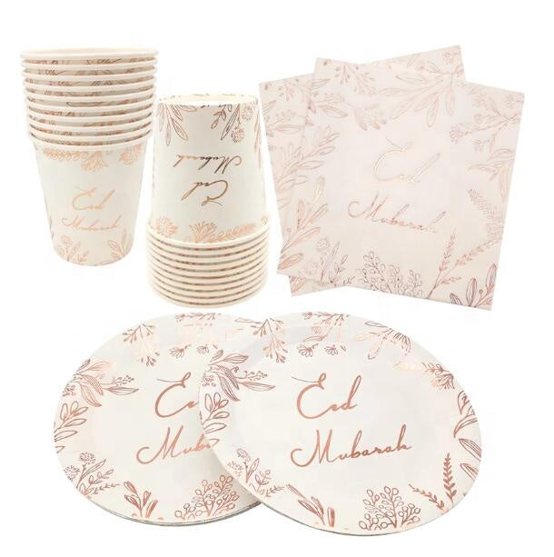 Roseguld Eid Mubarak kopper - 10 stk