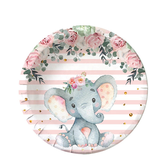 Pink Elefant Tallerkener 23 cm - 10 stk