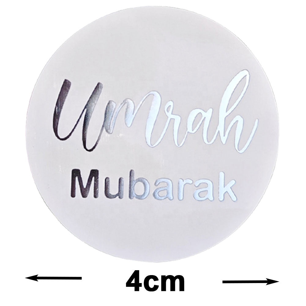 Umrah mubarak stickers hvid-sølv 10 stk