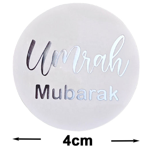 Umrah mubarak stickers hvid-sølv 10 stk