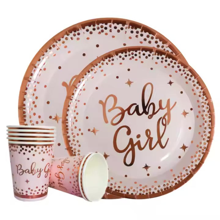 Baby Girl paptallerken bronze star 18 cm- 10 stk