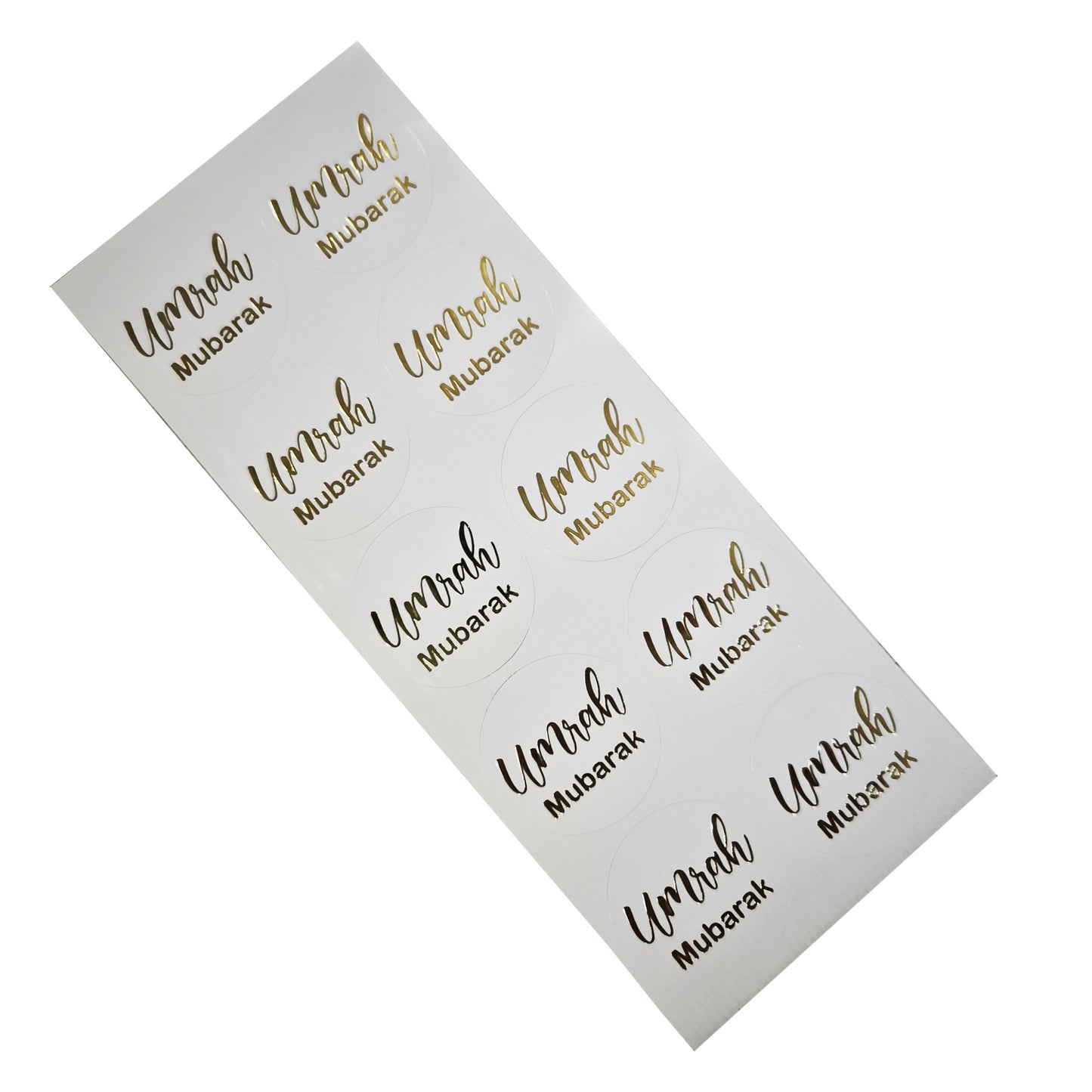 Umrah mubarak stickers hvid-guld 10 stk