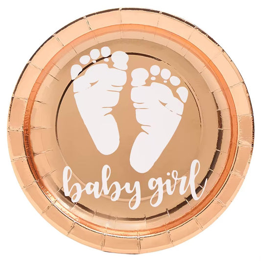 Baby Girl paptallerken Roseguld - 8 stk