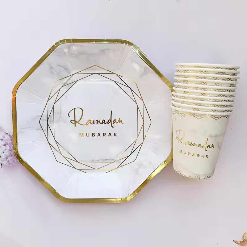 Ramadan mubarak tallerkener - 10 stk